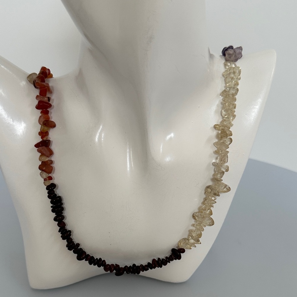 Multi-Gemstone Chip Necklace amethyst Garnet jade Citrine turquoise